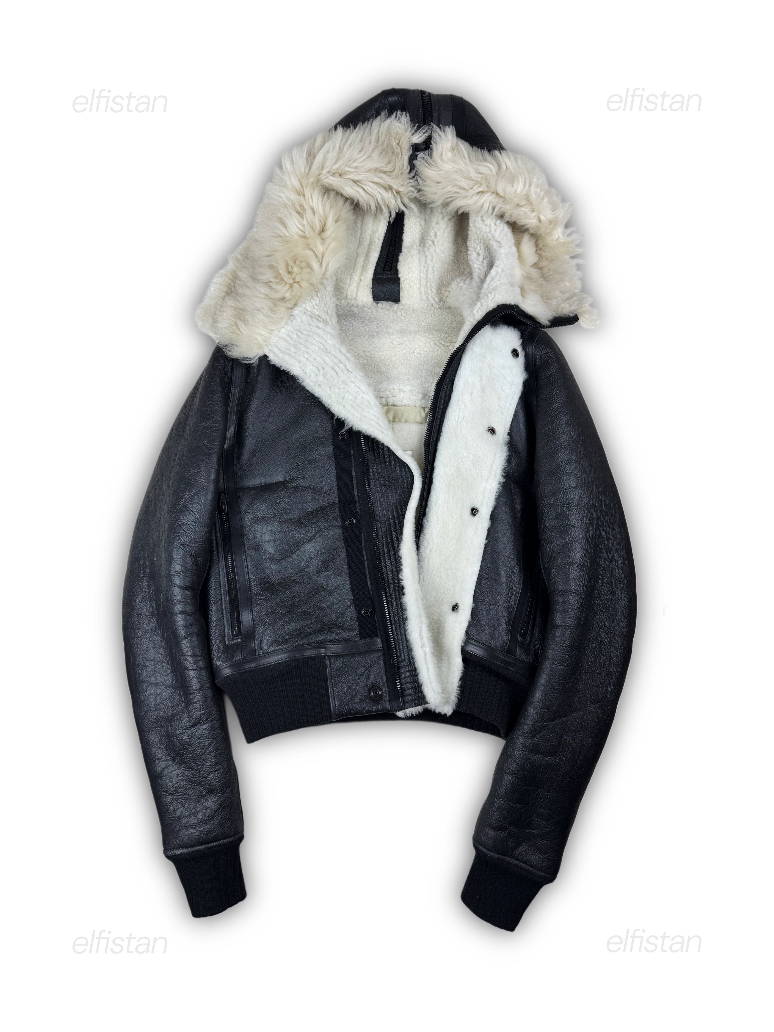 Rick Owens FW16 Mastodon Runway Hooded Shearling jacket