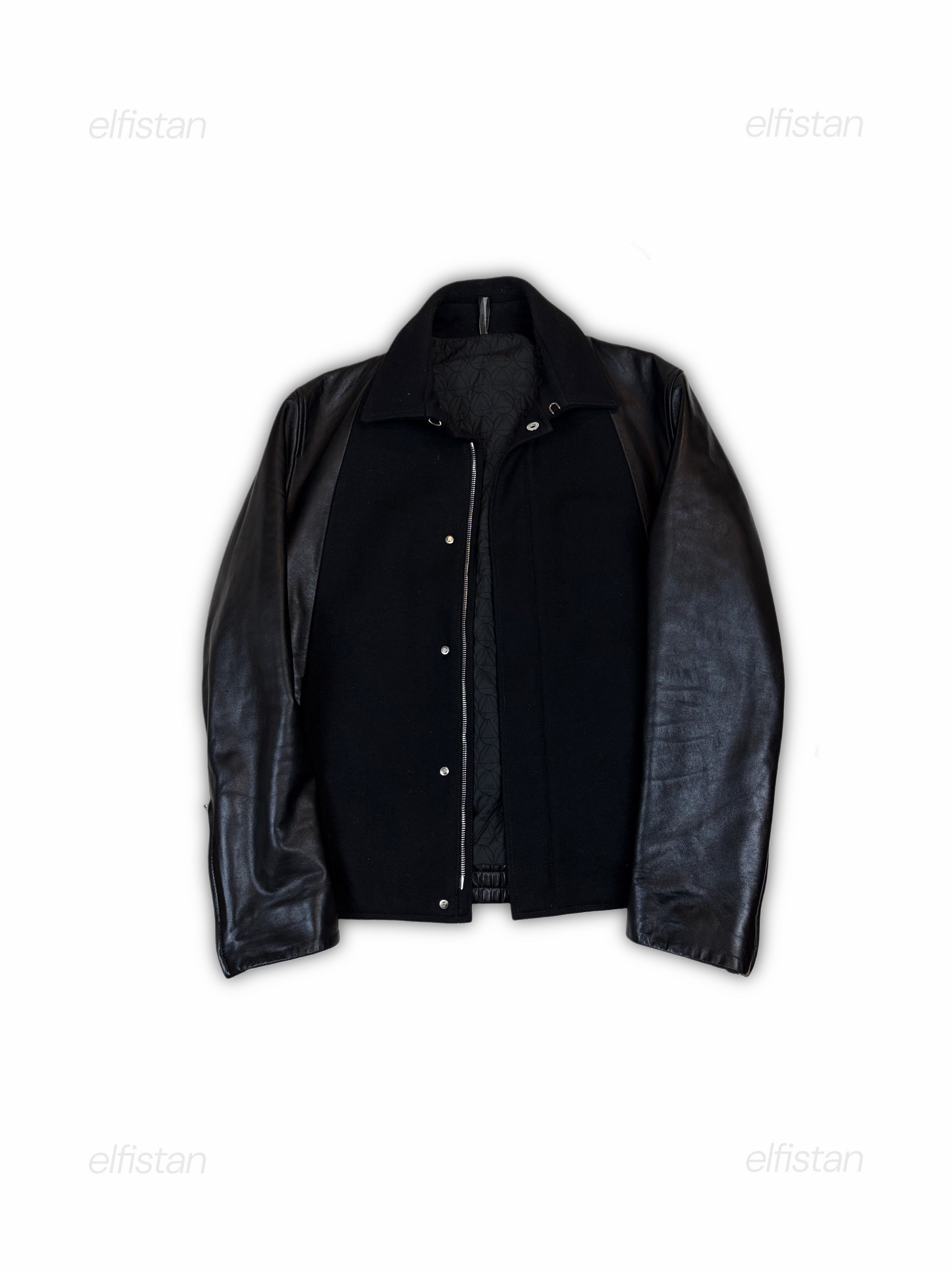 Dior Homme wool panel leather jacket
