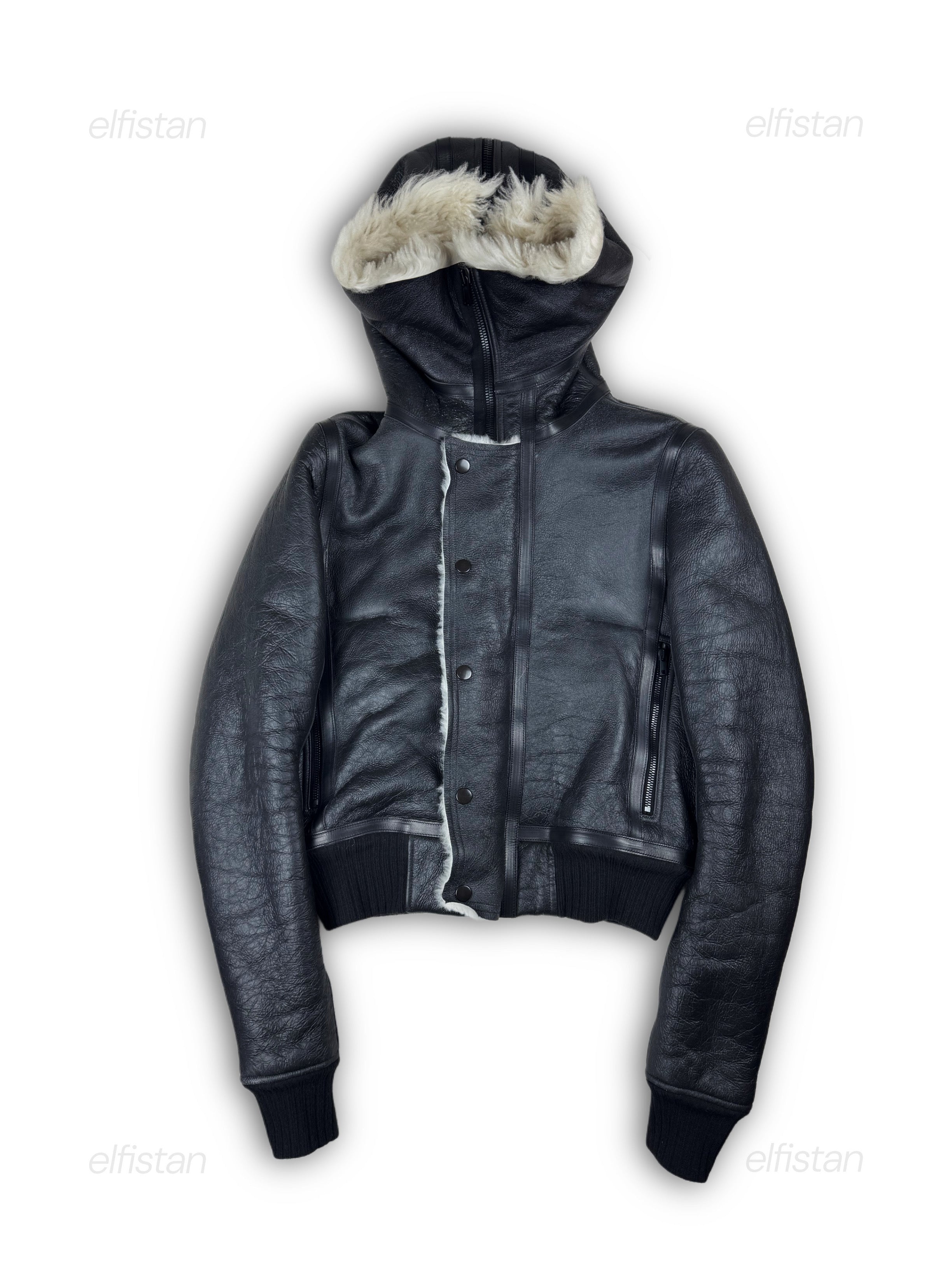 Rick Owens FW16 Mastodon Runway Hooded Shearling jacket