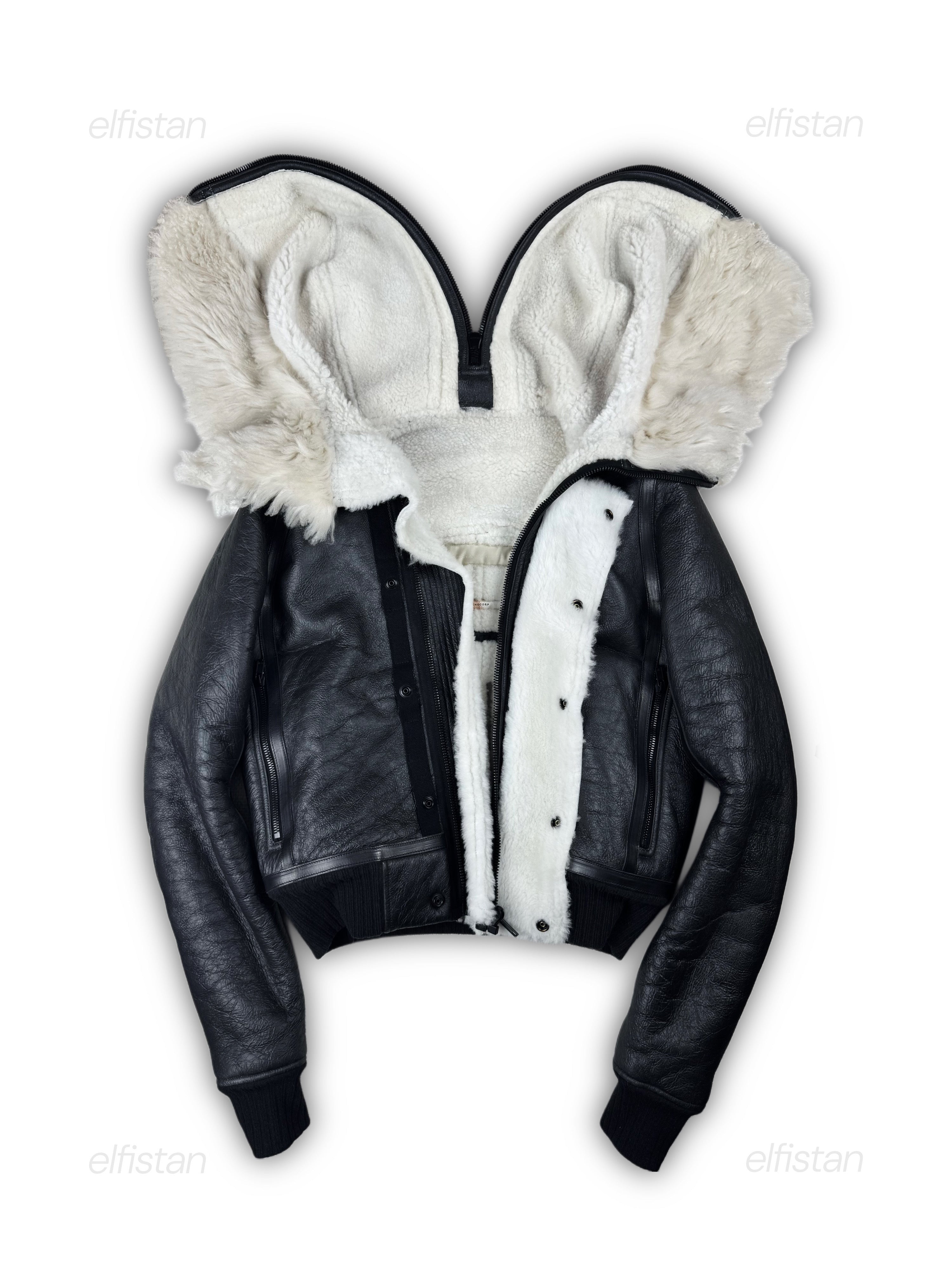Rick Owens FW16 Mastodon Runway Hooded Shearling jacket