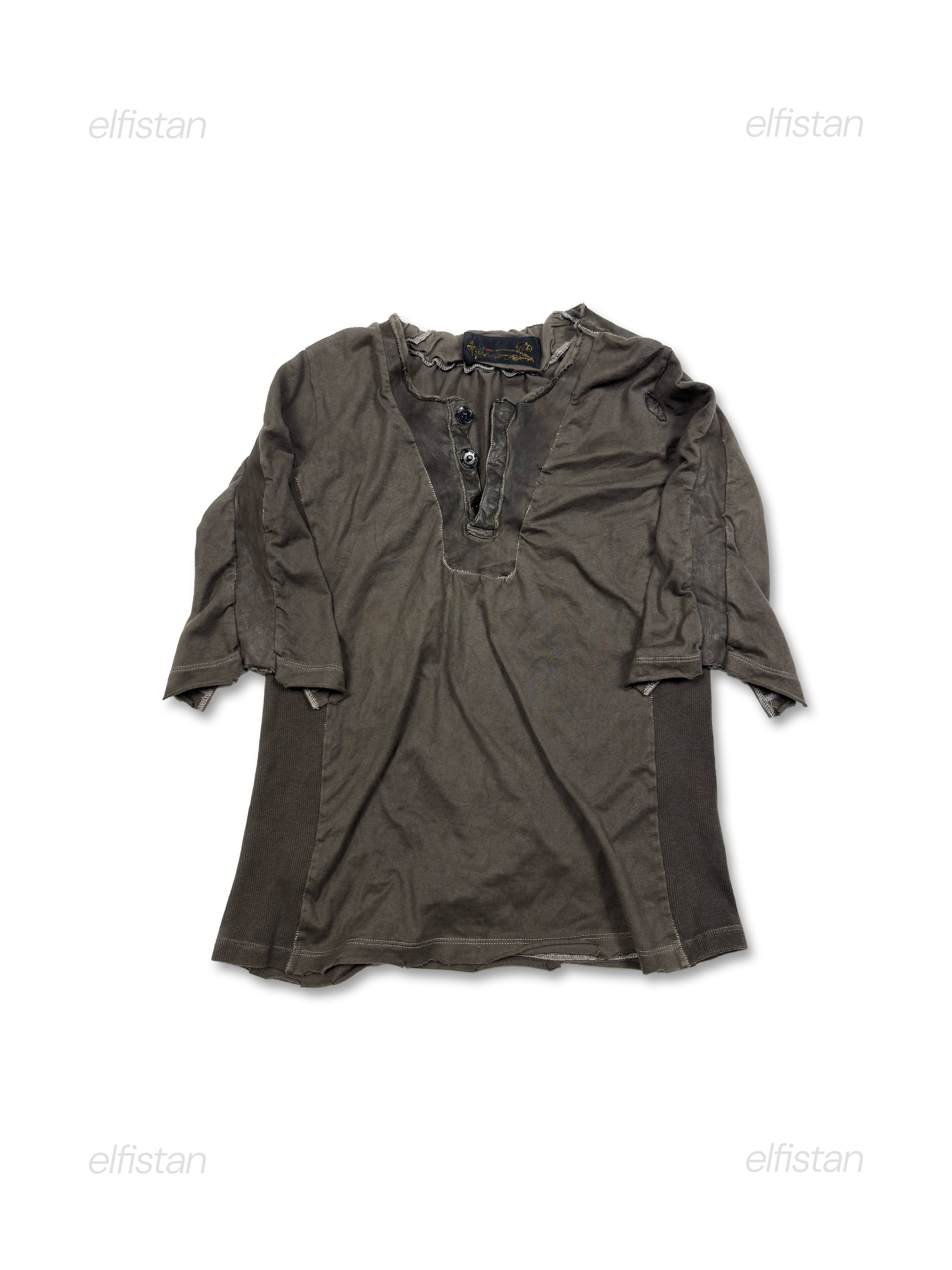 Kyoji Maruyama Leather Detail Shirt